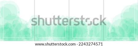 Set of elegant luxury green watercolor background for Social Media Post, Banner, Microblog, Carousel Template. Watercolor splash and white frame. 4 vertical sections 4:5. Vector, eps10.