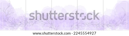 Set of elegant luxury purple watercolor background for Social Media Post, Banner, Microblog, Carousel Template. Watercolor splash and silver flowers. 5 vertical sections, 4:5. Vector.