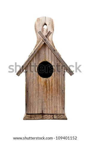 Wooden Bird House Isolated on White