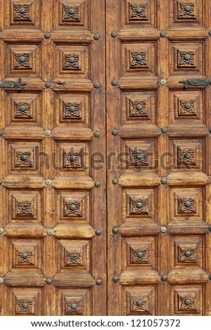 Antique Wooden Closed Door Background