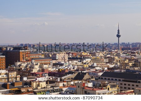 Madrid Skyline With Torrespaña Tower At Background Stock Photo 87090734 ...