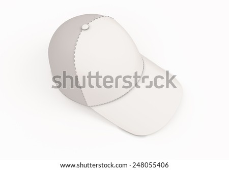 White baseball cap template. Baseball cap isolated on white background. 3d render image.
