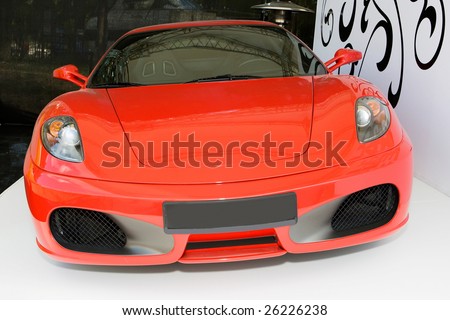 MOSCOW, RUSSIA - MAY 29: Red Ferrari at exhibition of exclusive cars \