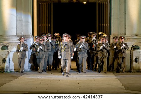 MODENA, ITALY - JULY 9: Ukraine military band during International concert of military bands on July 9, 2008 in Modena, Italy.