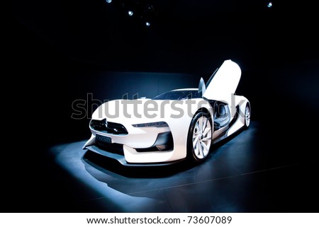 MOSCOW, RUSSIA - AUGUST 25: White sport car Citroen at Moscow International exhibition InterAuto on August 25, 2010 in Moscow, Russia.