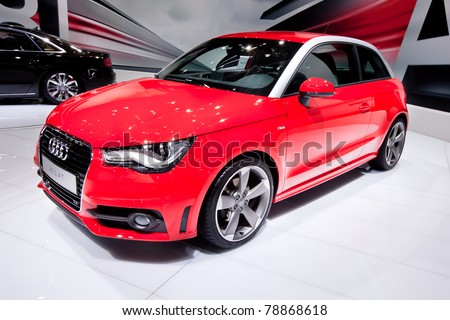 MOSCOW, RUSSIA - AUGUST 25: Red sport car Audi A1 on display at Moscow International exhibition InterAuto on August 25, 2010 in Moscow, Russia.
