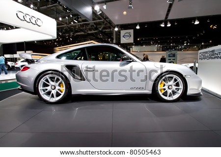 MOSCOW, RUSSIA - AUGUST 25: Grey Porsche  GT 2 RS on display at Moscow International exhibition InterAuto on August 25, 2010 in Moscow, Russia.