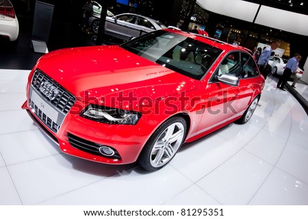 MOSCOW, RUSSIA - AUGUST 25: Red sport car Audi S4 at Moscow International exhibition InterAuto on August 25, 2010 in Moscow, Russia.