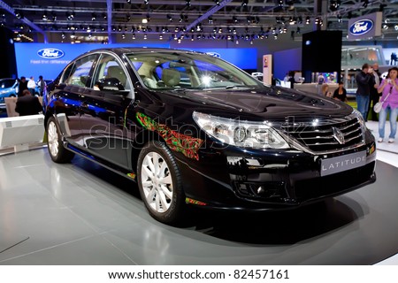 MOSCOW, RUSSIA - AUGUST 25:  Black Renault Latitude on display at Moscow International exhibition InterAuto on August 25, 2010 in Moscow, Russia.