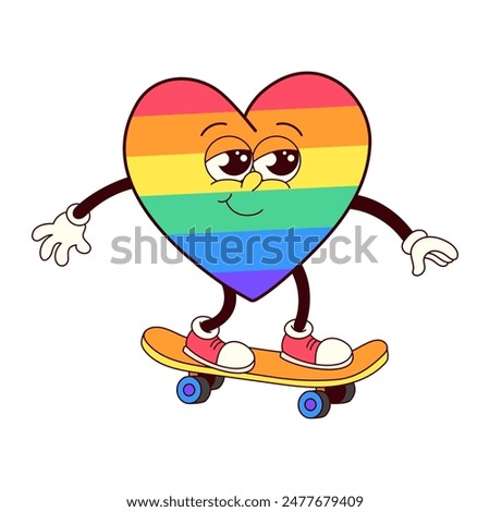 Rollin' with Pride: Groovy LGBTQ+ Heart on Skate