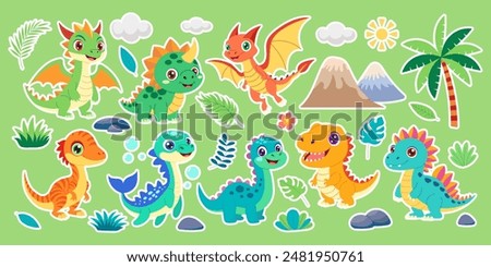 Adorable Dino Sticker Set: Playful Prehistoric Fun