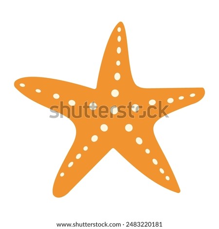 A starfish is drawn in orange and white. The starfish is drawn with a lot of detail, including the dots on its body