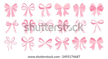 A row of pink bows with varying sizes and shapes. The bows are all different but share a common color and theme