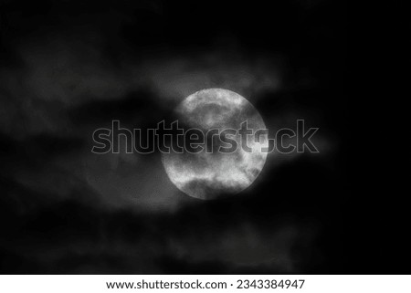 Similar – Image, Stock Photo Full moon on dark gray sky at night