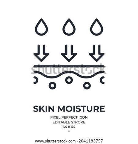 Skin moisture editable stroke outline icon isolated on white background flat vector illustration. Pixel perfect. 64 x 64.