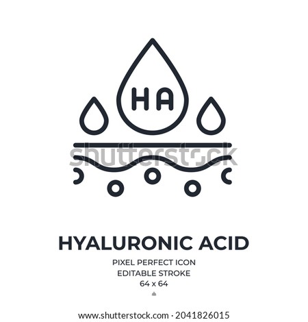 Hyaluronic acid editable stroke outline icon isolated on white background flat vector illustration. Pixel perfect. 64 x 64.