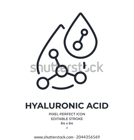 Hyaluronic acid editable stroke outline icon isolated on white background flat vector illustration. Pixel perfect. 64 x 64.