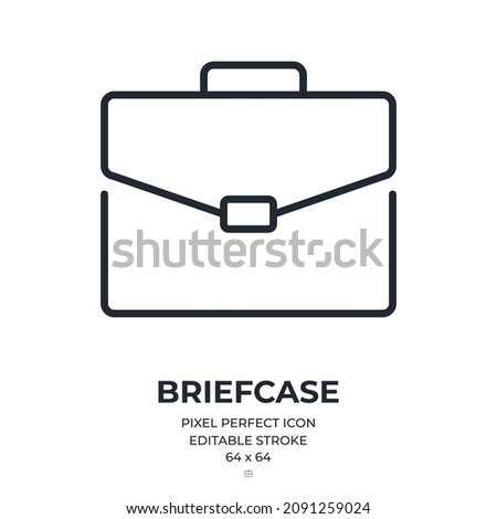 Briefcase editable stroke outline icon isolated on white background flat vector illustration. Pixel perfect. 64 x 64.