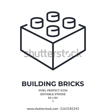 Building bricks editable stroke outline icon isolated on white background flat vector illustration. Pixel perfect. 64 x 64.