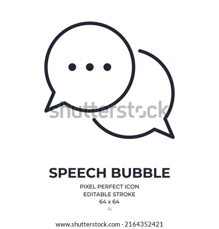 Bubble speech editable stroke outline icon isolated on white background flat vector illustration. Pixel perfect. 64 x 64.