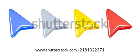 3d render arrow pointer minimal icons collection isolated on white background vector illustration.