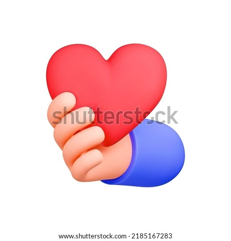 3d render stylised hand holding a heart minimal icon isolated on white background vector illustration.