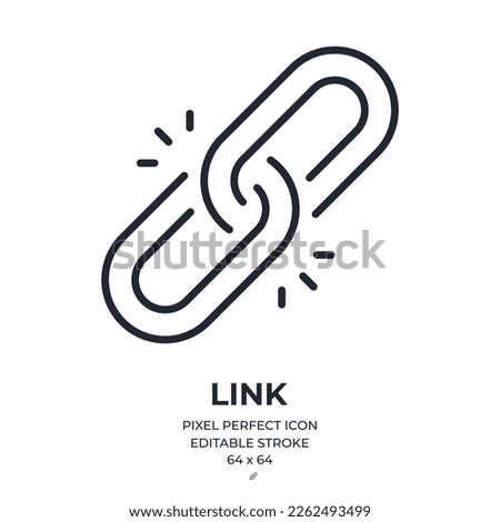 Chain link editable stroke outline icon isolated on white background flat vector illustration. Pixel perfect. 64 x 64.