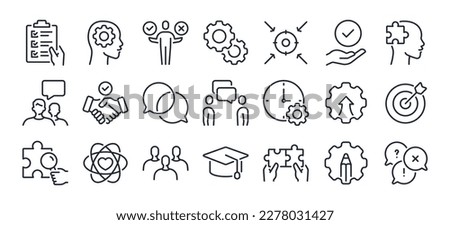 Soft skills concept editable stroke outline icon isolated on white background flat vector illustration. Pixel perfect. 64 x 64.