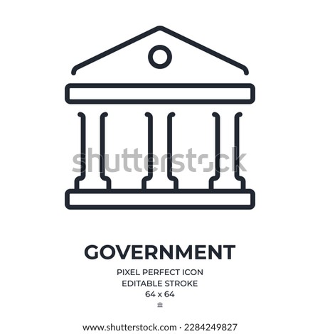 Government editable stroke outline icon isolated on white background flat vector illustration. Pixel perfect. 64 x 64.