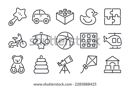 Toys editable stroke outline icon isolated on white background flat vector illustration. Pixel perfect. 64 x 64.