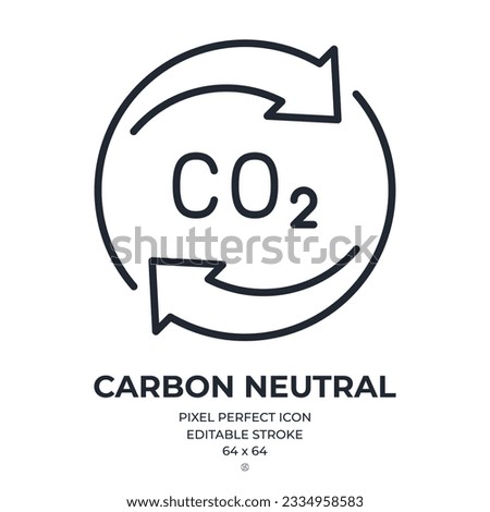 CO2 carbon neutral editable stroke outline icon isolated on white background flat vector illustration. Pixel perfect. 64 x 64.