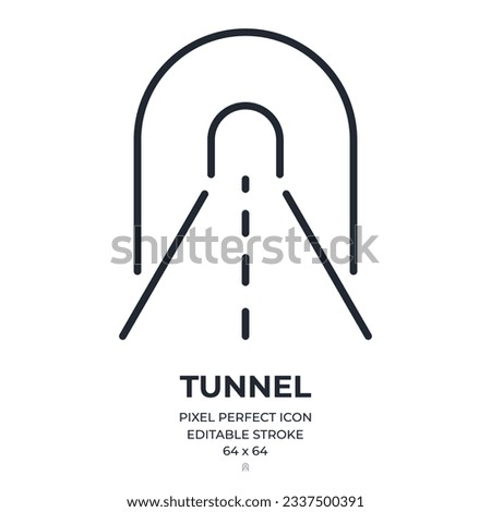 Tunnel editable stroke outline icon isolated on white background flat vector illustration. Pixel perfect. 64 x 64.