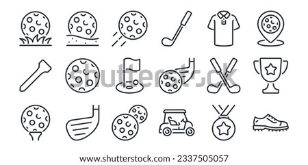 Golf editable stroke outline icon isolated on white background flat vector illustration. Pixel perfect. 64 x 64.