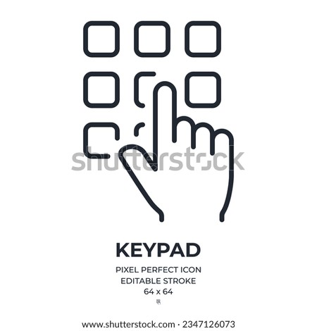 Password, unlock, pin code, keypad editable stroke outline icon isolated on white background flat vector illustration. Pixel perfect. 64 x 64.