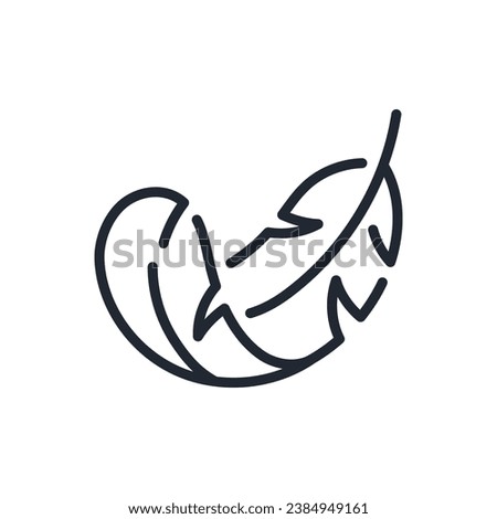 Feather editable stroke outline icon isolated on white background flat vector illustration. 