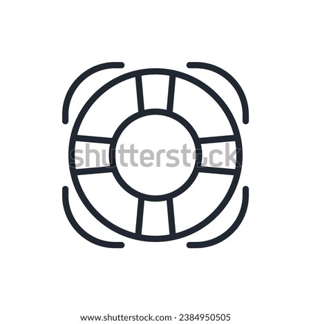 Life buoy editable stroke outline icon isolated on white background flat vector illustration.