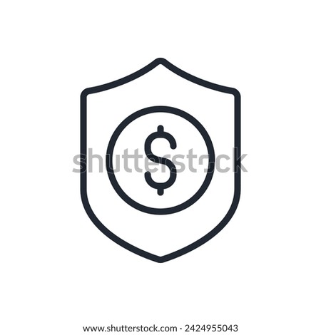 Financial protection and money safety editable stroke outline icon isolated on white background flat vector illustration. Pixel perfect. 64 x 64.