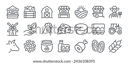 Farmer's market editable stroke outline icon isolated on white background flat vector illustration. Pixel perfect. 64 x 64.