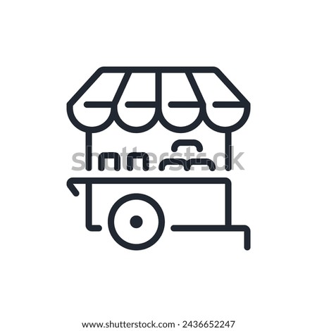 Farmer's market stall editable stroke outline icon isolated on white background flat vector illustration. Pixel perfect. 64 x 64