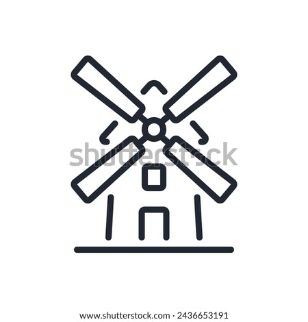 Windmill editable stroke outline icon isolated on white background flat vector illustration. Pixel perfect. 64 x 64