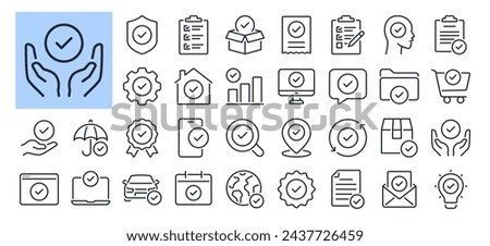 Check mark editable stroke outline icons set isolated on white background flat vector illustration. Pixel perfect. 64 x 64