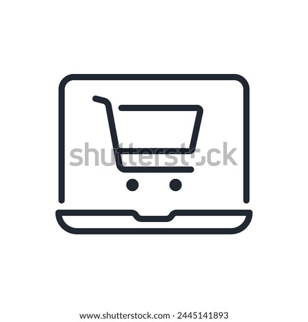 Online shopping editable stroke outline icon isolated on white background flat vector illustration. Pixel perfect. 64 x 64