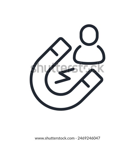 Customer retention magnet editable stroke outline icon isolated on white background flat vector illustration