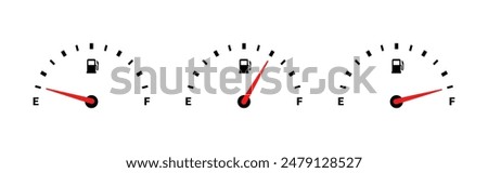 Gas and fuel gauge meter full and empty icon set vector illustration