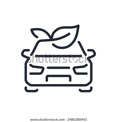 Zero emission eco friendly car editable stroke outline icon isolated on white background flat vector illustration. Pixel perfect. 64 x 64