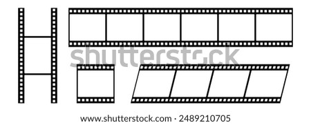 Film strip photo frame set isolated on white background vector illustration