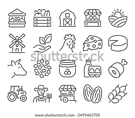 Farmer's market editable stroke outline icon isolated on white background flat vector illustration. Pixel perfect. 64 x 64