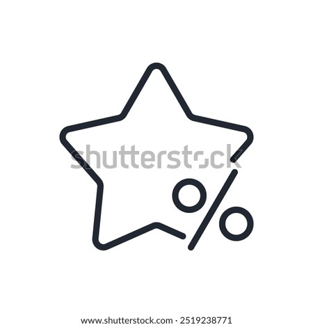 Star with percentage sign. Bonus discount concept editable stroke outline icon isolated on white background flat vector illustration. Pixel perfect. 64 x 64