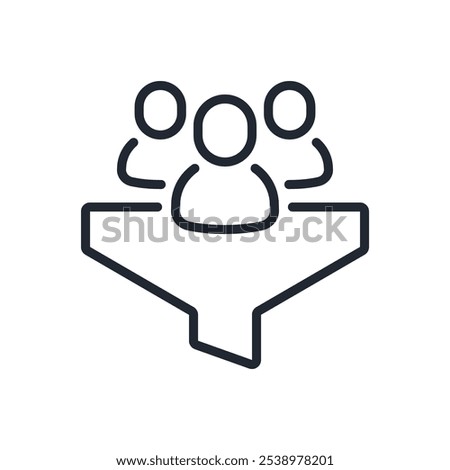 Lead generation funnel editable stroke outline icon isolated on white background flat vector illustration. Pixel perfect. 64 x 64