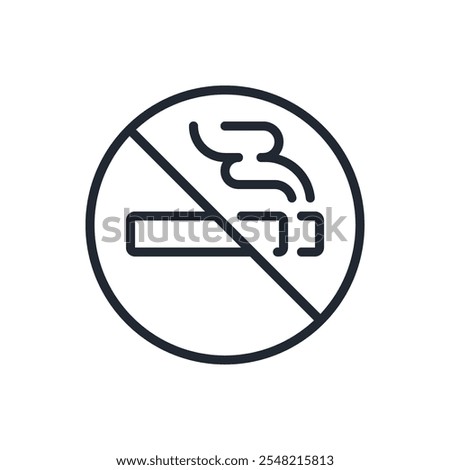 No smoking editable stroke outline icon isolated on white background flat vector illustration. Pixel perfect. 64 x 64